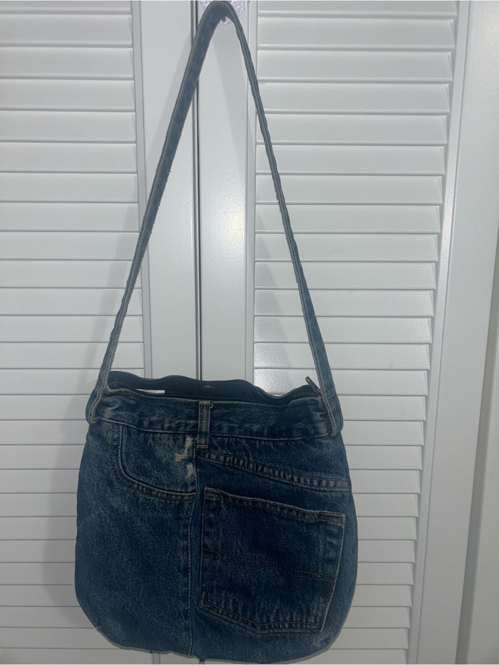 Denim Blue Reconstructed Jeans Crossbody Bag